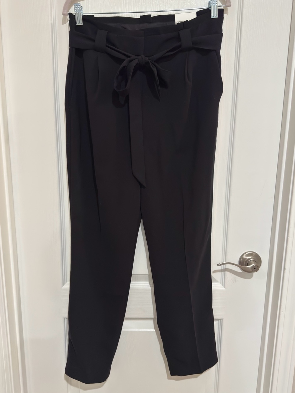 Express Black Paperbag Waist Tie Trousers